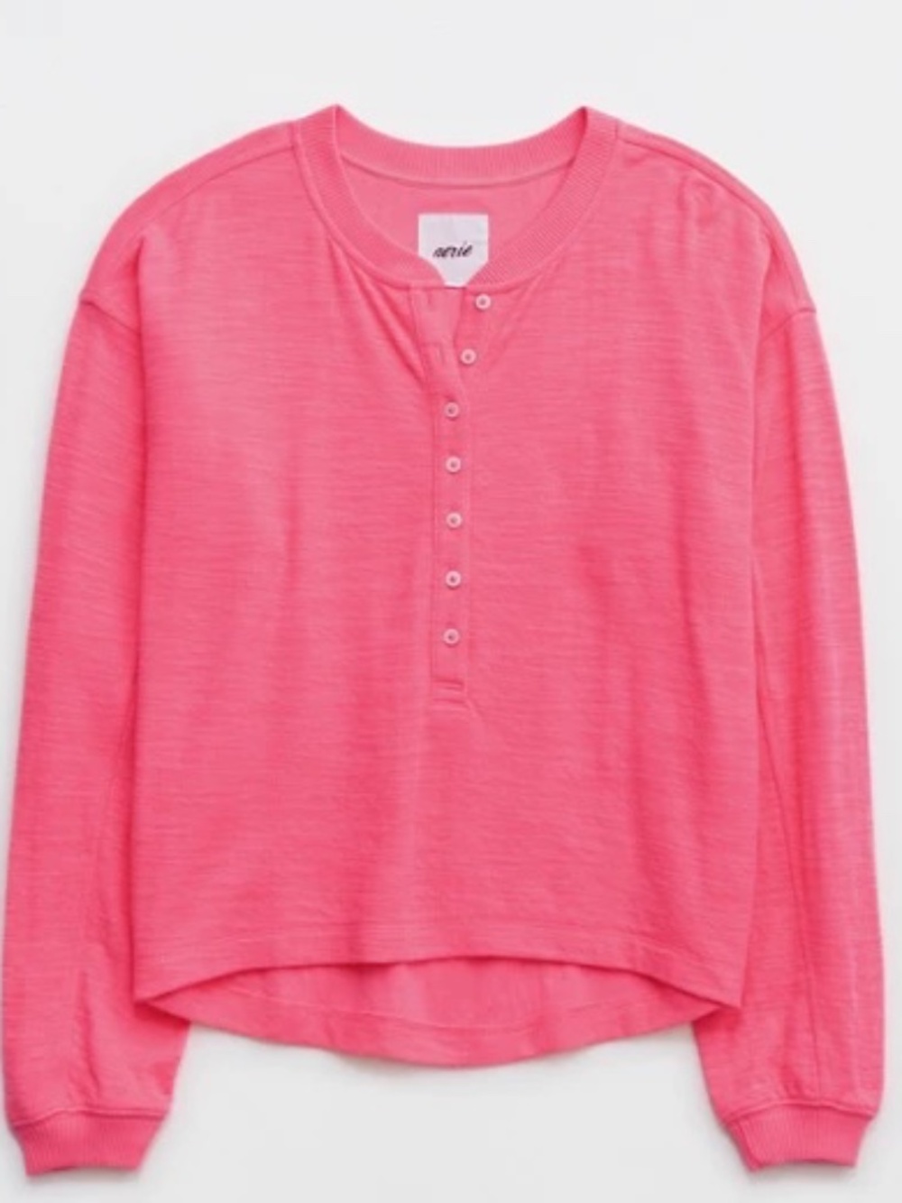 Aerie Henley Light Weight Sweatshirt - XS in Coral Sun